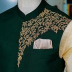 Gilet vert Mehndi entièrement brodé et orné 
