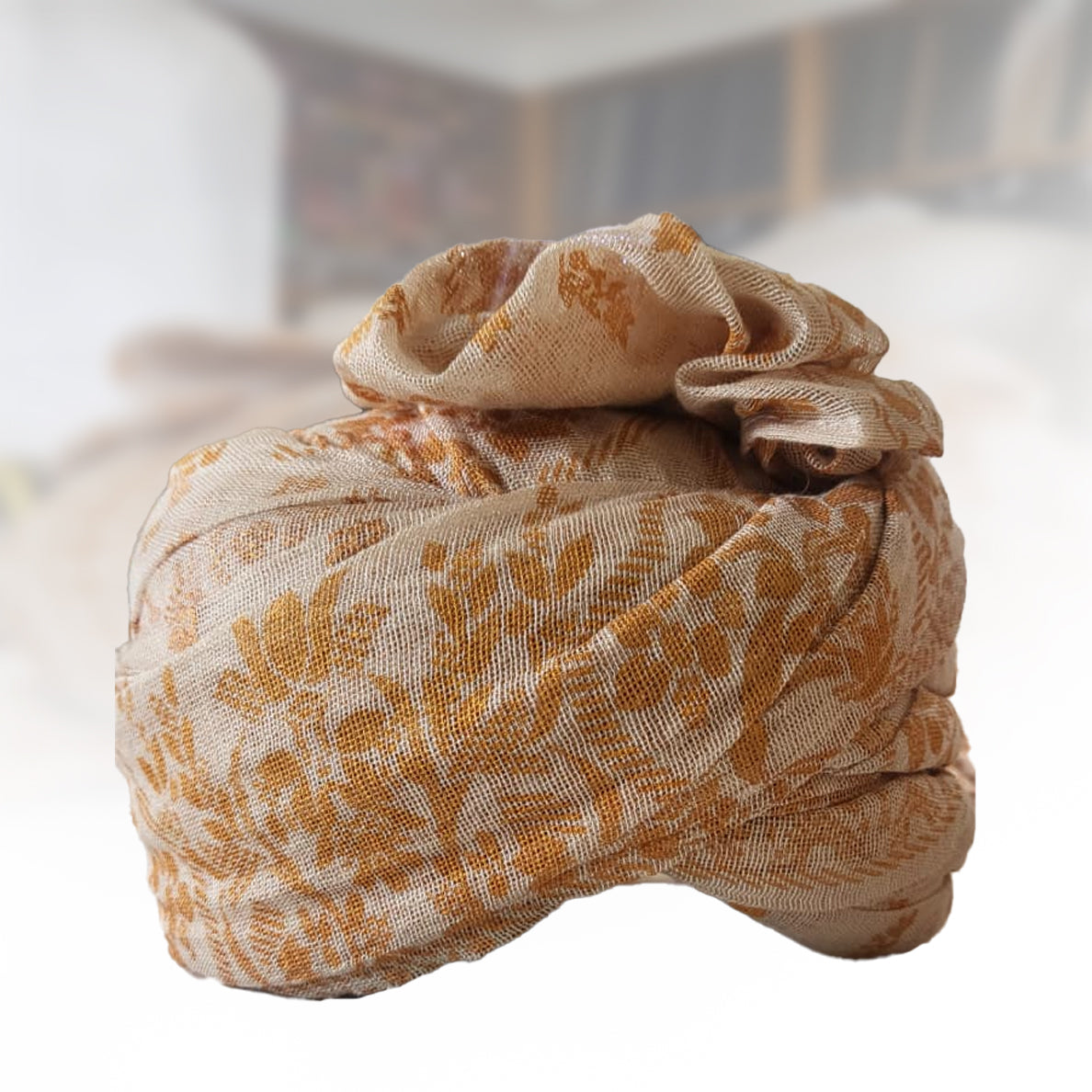 
                  
                    Self-Printed Cotton Net Turban for Men in Beige
                  
                