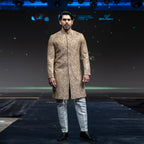 Men's Luxury Golden Embroidered Sherwani with Turban