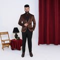 Men's Luxury Brown Velvet Tuxedo 2-Piece Suit