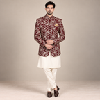 Cappotto principe ricamato slim fit colorato 