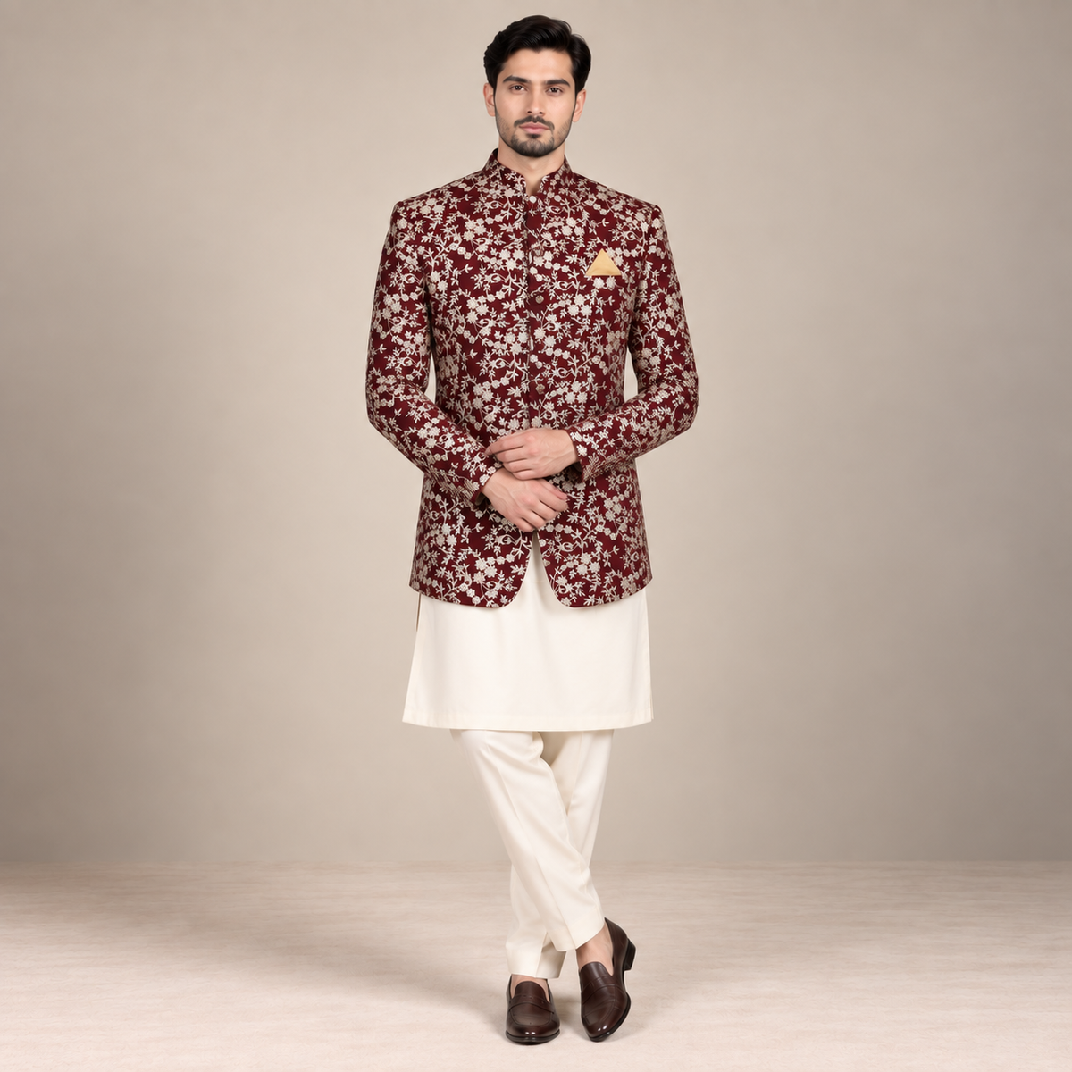 Manteau prince brodé slim fit coloré