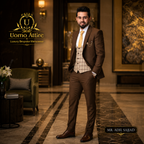 Dark Brown Super 150's Italian Wool Suit Worn by Mr. Adil Sajjad