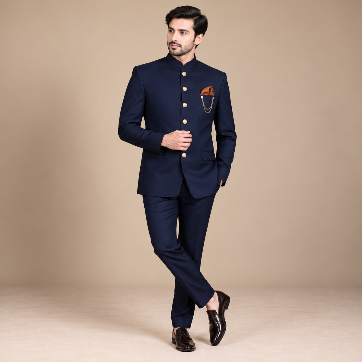 Cappotto principe blu navy personalizzato in finissimo tessuto tropical