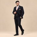 Luxurious Charcoal Grey Three-Piece Suit for Men with Double-Breasted Waistcoat