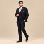 Luxurious Charcoal Grey Three-Piece Suit for Men with Double-Breasted Waistcoat