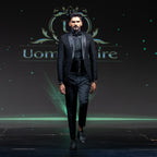 Men's Luxury Black Embellished Shoulder Tuxedo with Cummerbund & Bow Tie