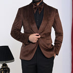Men's Luxury Brown Velvet Tuxedo 2-Piece Suit