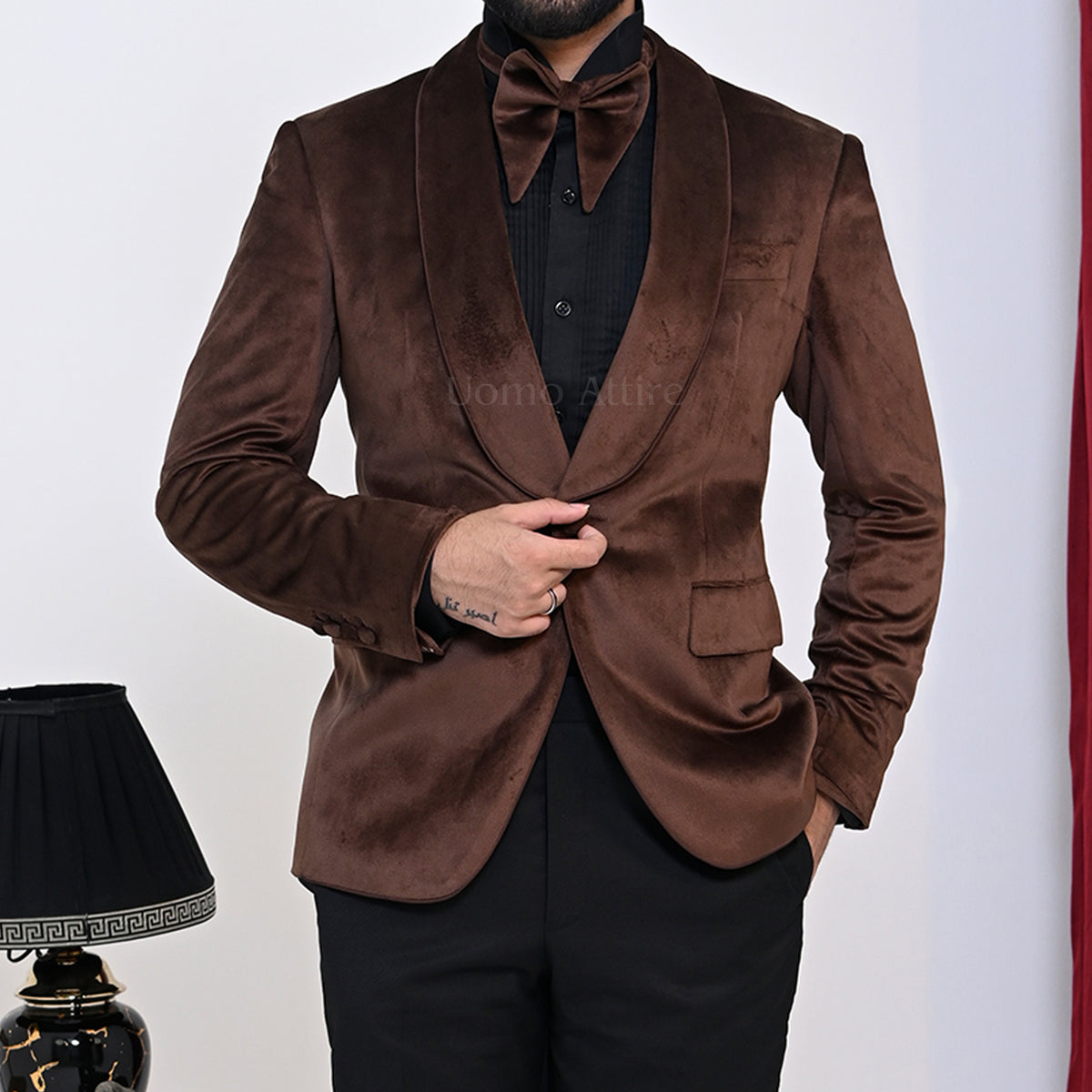Men's Luxury Brown Velvet Tuxedo 2-Piece Suit