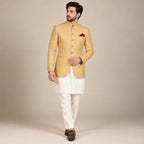 Self textured simple golden prince coat