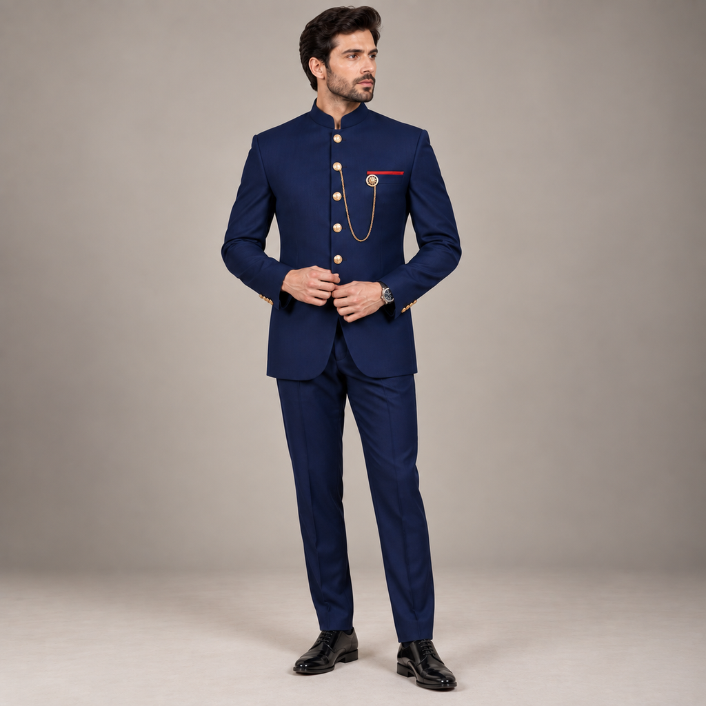 Supper fine italian wool fabric navy blue prince coat
