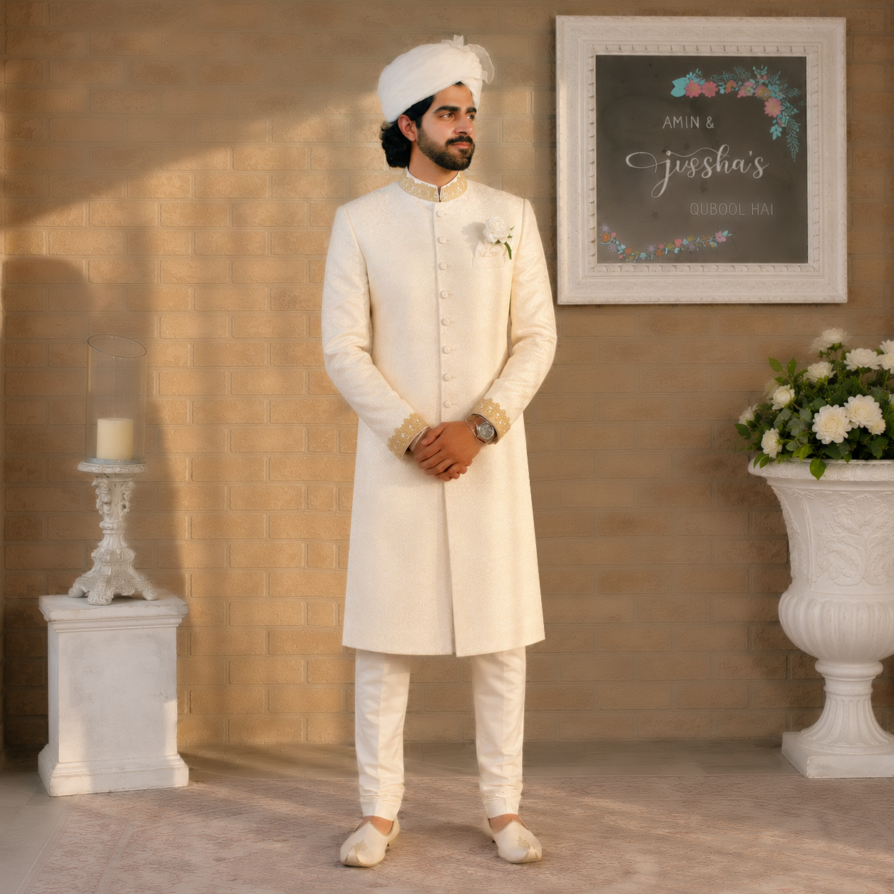 
                  
                    off white groom sherwani for men
                  
                