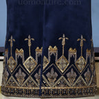 Blue velvet waistcoat with 9K microns golden embellishment