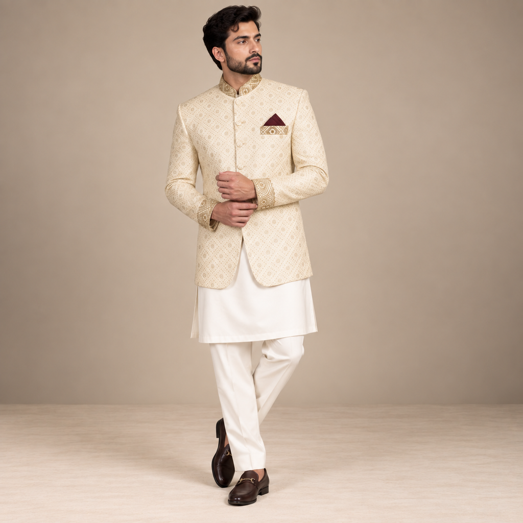 Luxury Off White Prince Coat Pakistan for Men