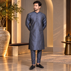 Silver gray kurta pajama design for men