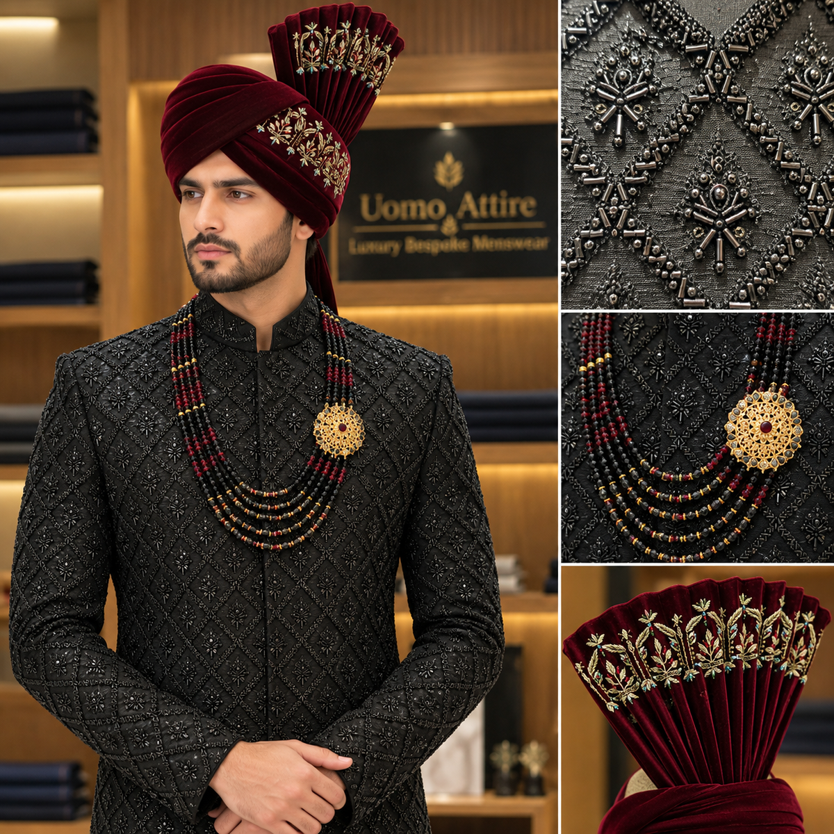 Black Hand Embroidered Sherwani for Men | Embellished Ethnic Wear