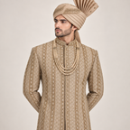 ZAR E NAWAB SHAMPAING GOLDEN EMBALISHED SHERWANI