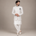 White textured prince coat for men nikkah
