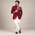 Self motif jamawar maroon prince coat