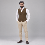 Mr. Sohail Sameer Pakistani Actor wearing Beige 3 Piece Suit for Groom in Guabello Cashmere Wool