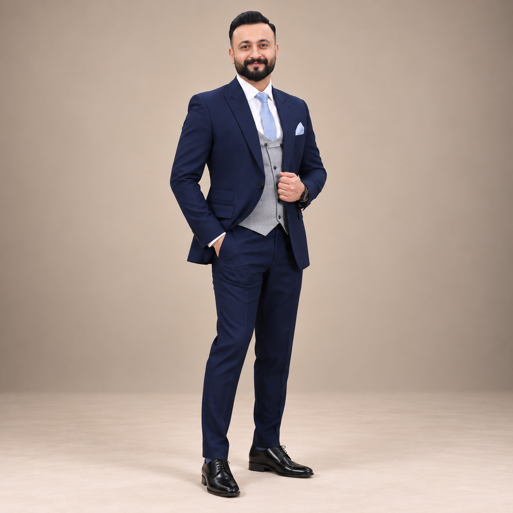 Exquisite Luxury Italian Wool 3-Piece Suit For Men's
