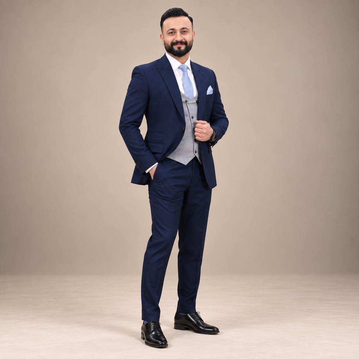 Exquisite Luxury Italian Wool 3-Piece Suit For Men's
