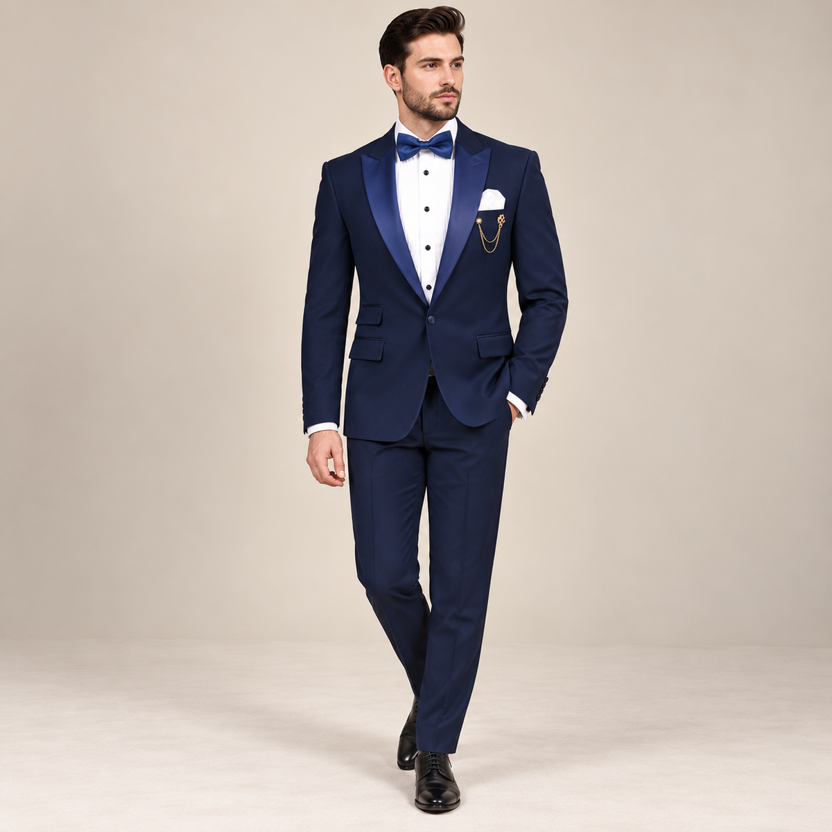 Dark blue wedding tuxedo suit custom made