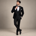 Double piping wedding tuxedo three piece suit