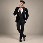 Double piping wedding tuxedo three piece suit