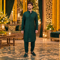 Men's Luxury Emerald Green Embroidered Kurta Pajama