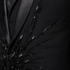 Black 3 Piece Tuxedo for Men with Hand Embellishment in Super 180's Wool Cashmere