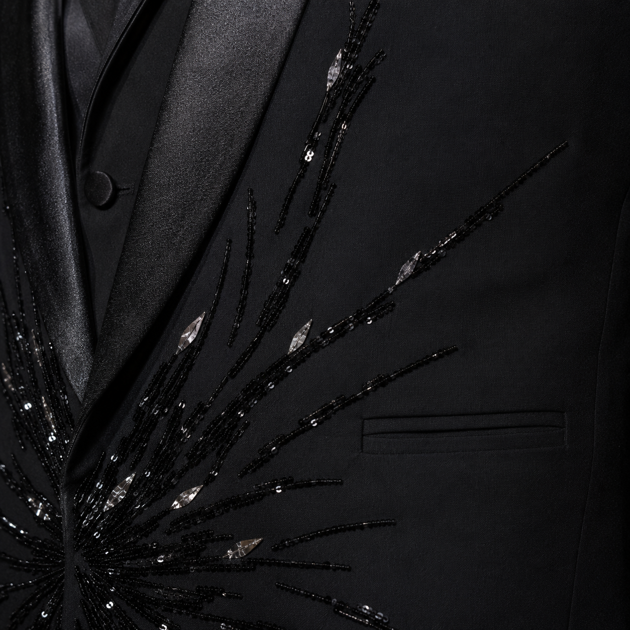 
                  
                    Black 3 Piece Tuxedo for Men with Hand Embellishment in Super 180's Wool Cashmere
                  
                