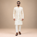 Ivory Embroidered Prince Coat for Men Worn By Our Client Mr. Zohaib