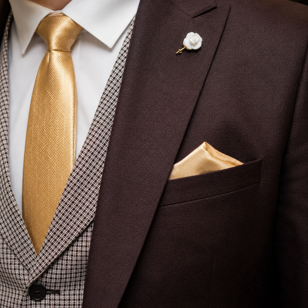 Chocolate Brown Liu Hua Wool 3-Piece Suit Worn by Mr. Mehar Salman