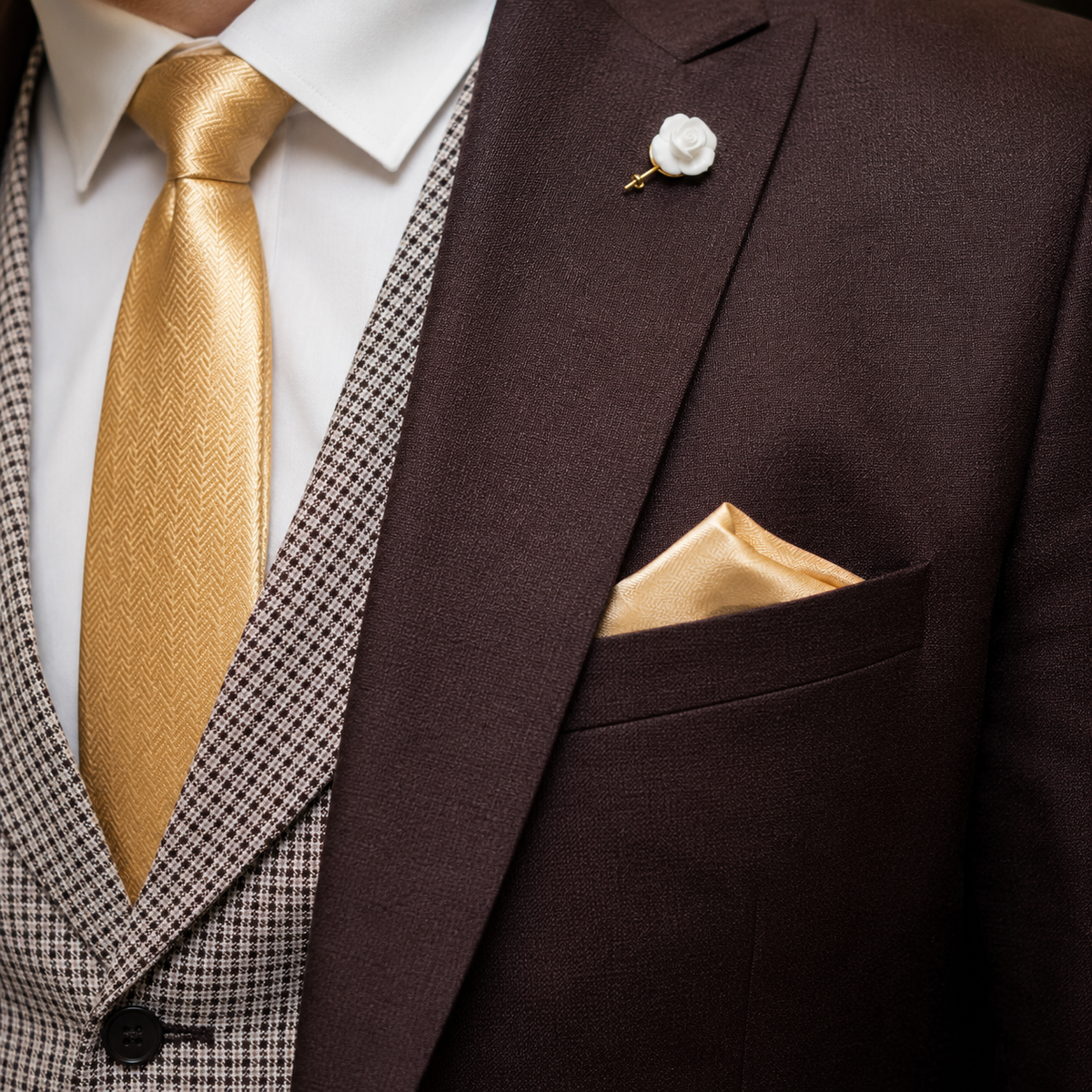 Chocolate Brown Liu Hua Wool 3-Piece Suit Worn by Mr. Mehar Salman