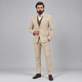 Mr. Sohail Sameer Pakistani Actor wearing Beige 3 Piece Suit for Groom in Guabello Cashmere Wool