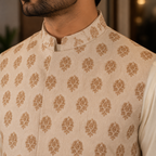 Ivory Karandi Fabric Hand Embellished Waistcoat