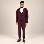 Men's Luxury Maroon Embellished 3-Piece Tuxedo Suit