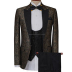 Bespoke tuxedo 3 piece suit in self embossed textured fabric, tuxedo suit, jamawar tuxedo suit | Tuxedo Suit