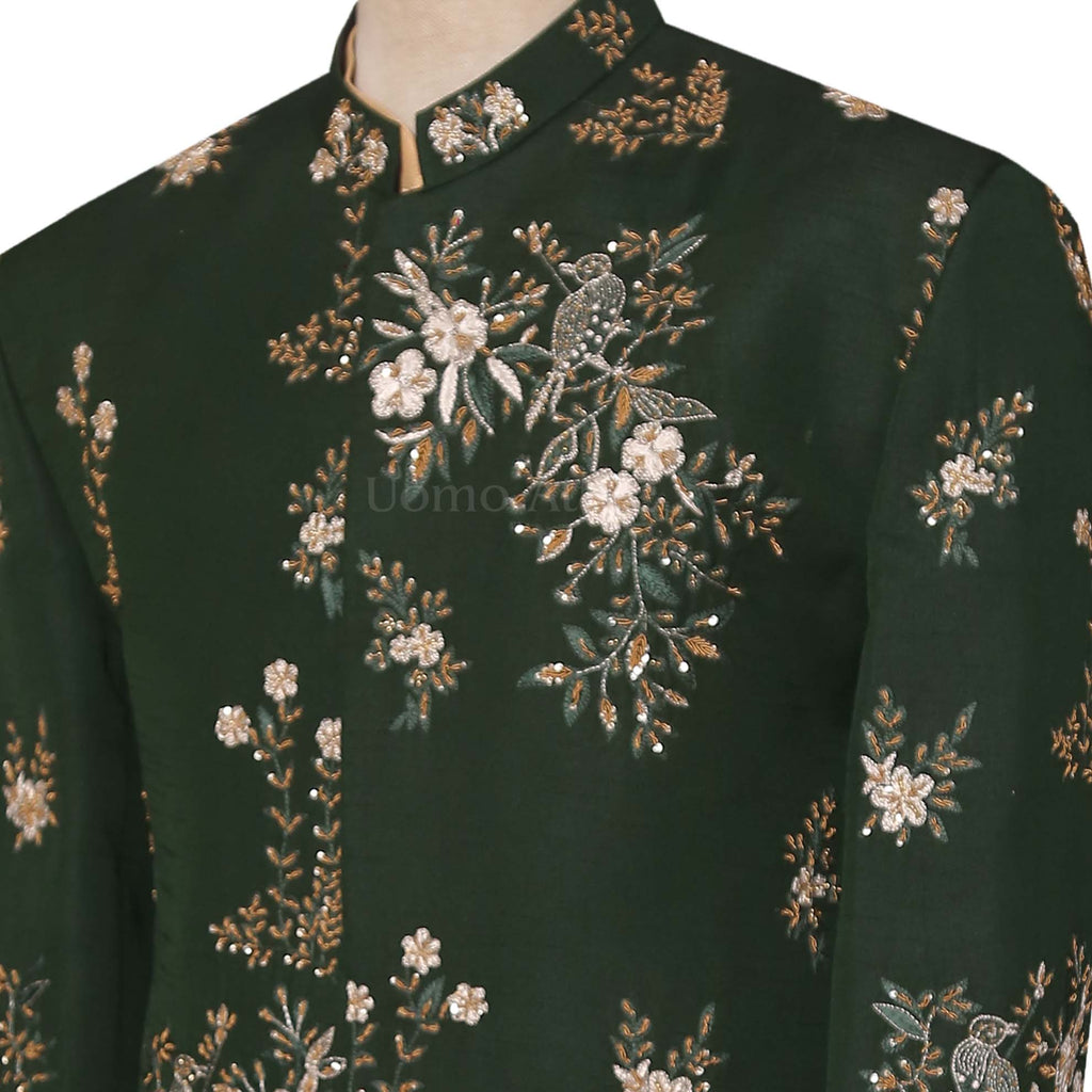 Bespoke Deep green Prince Coat Pakistan for Men | Prince Coat