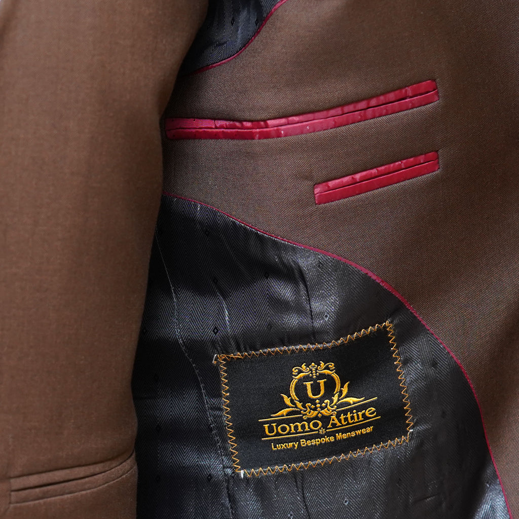 Bespoke Mens Brown Luxury 3 Piece Suit for Men Inside Fashion