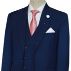 Bespoke Tailored Navy Blue 3 Piece Suit for Men 