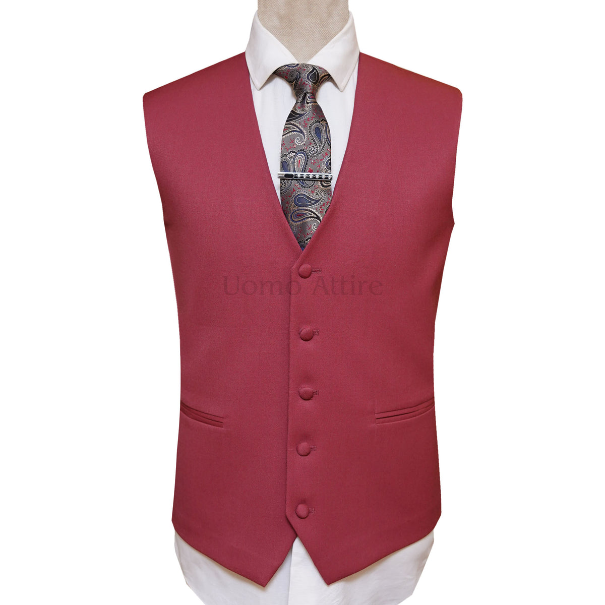 Bespoke Wine Red Men's Wedding Suit For Groom | Vest for Mens Suit
