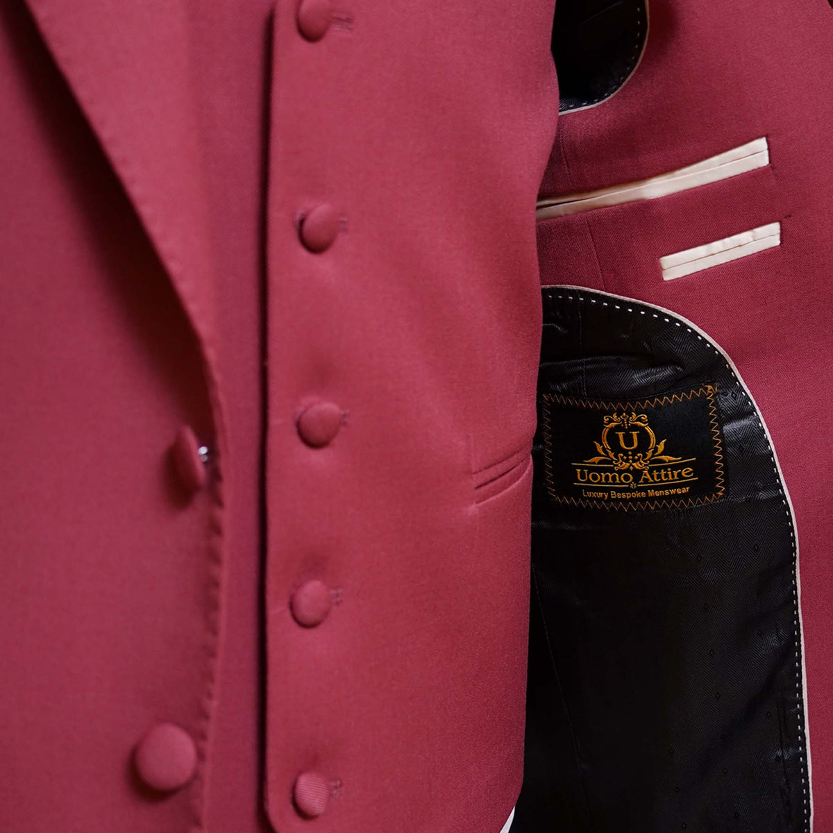 Bespoke Wine Red Men's Wedding Suit For Groom Inside Round Lining Fashion