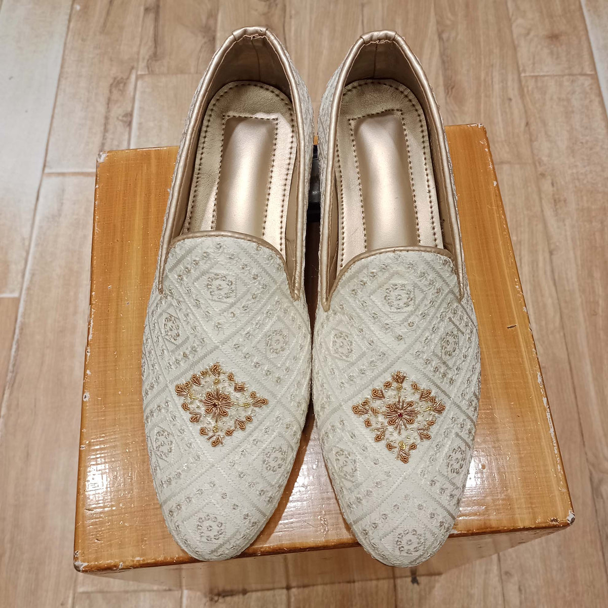 Off-white color prince coat for groom with same fabric shoe | Prince coat for groom