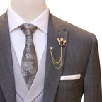 Bespoke self textured grey customized three piece suit 2