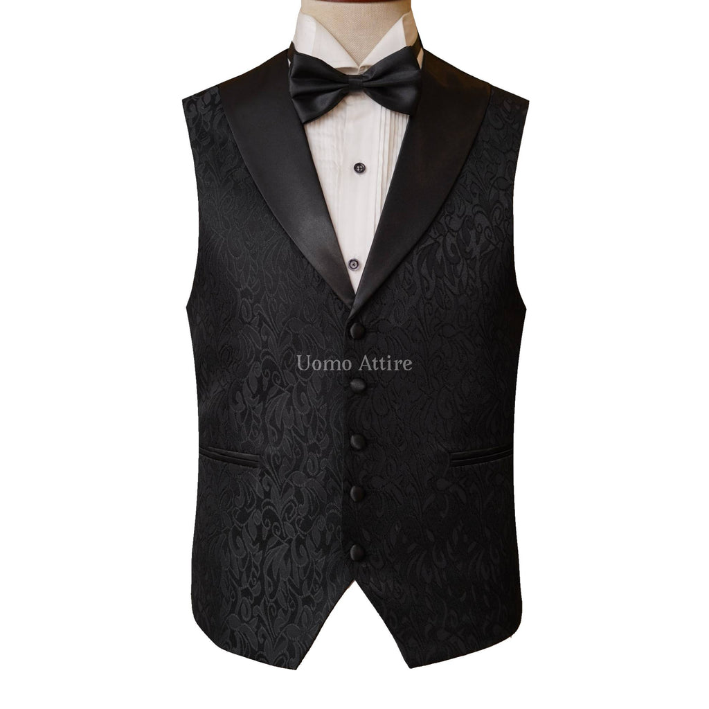 Black Tuxedo 3-Piece Suit with Single-Breasted Vest, black tuxedo suit, Black Tie Event