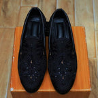 Black sherwani for groom with same fabric shoes