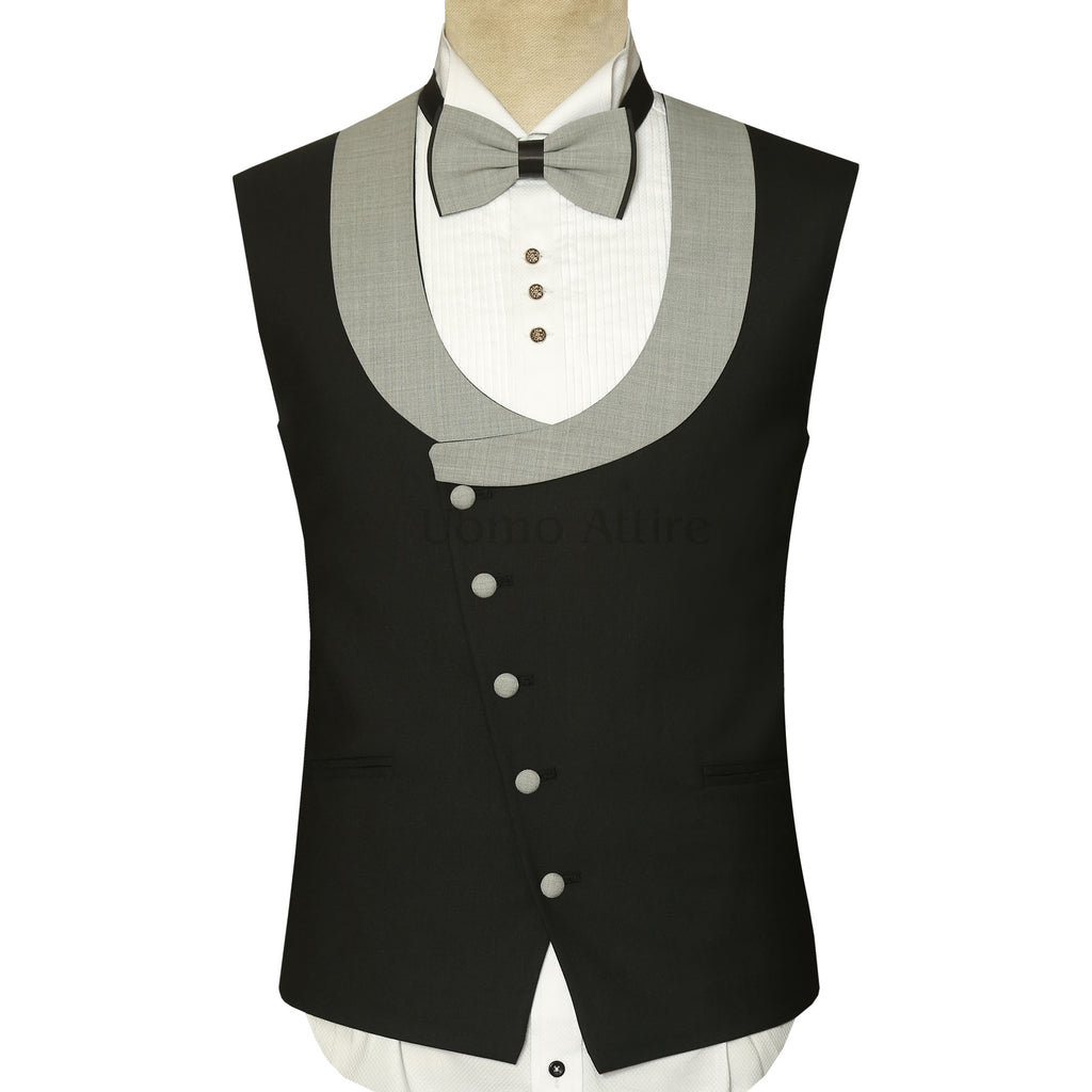Black Vest for Grey Tuxedo Suit