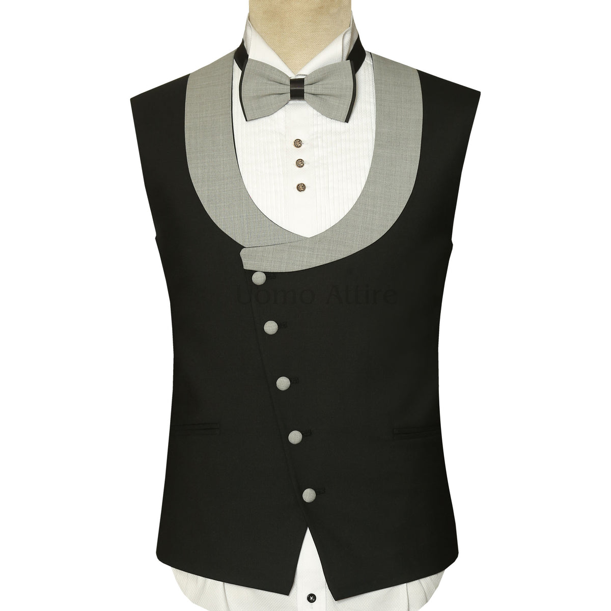 Black Vest for Grey Tuxedo Suit